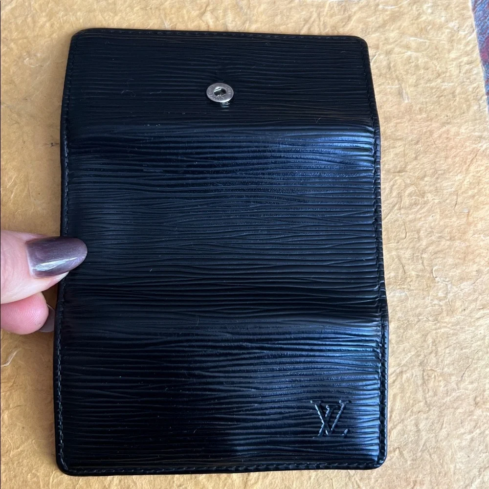 LV Louis Vuitton Black Epi Multicles 4 Key Ring Hoop Wallet unisex VTG Auth.